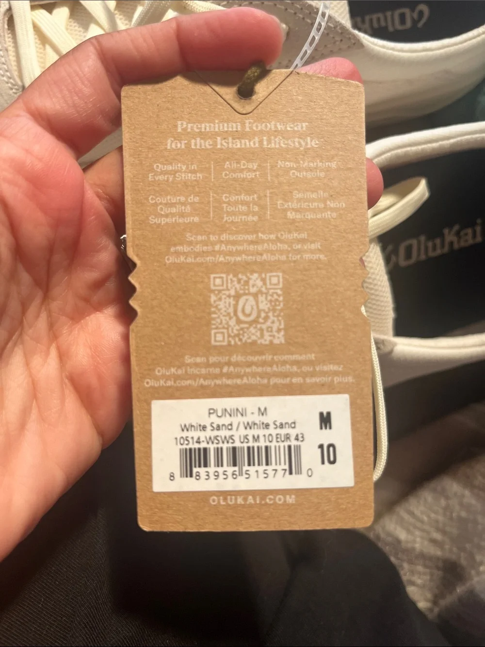 OluKai Cream Leather Low-Top Sneakers